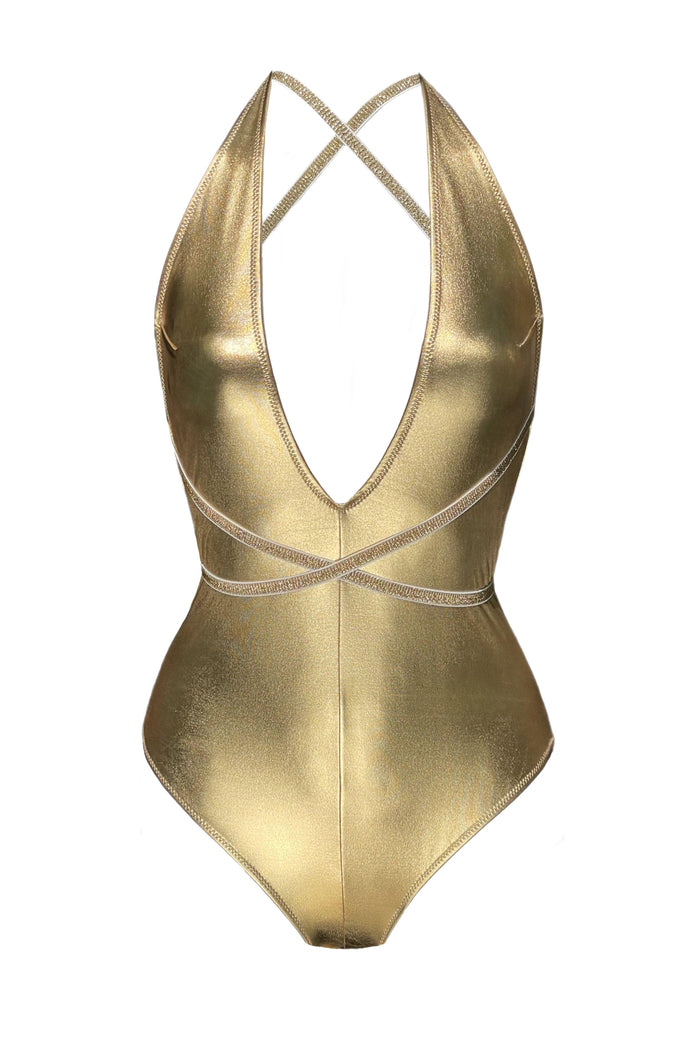 Boney gold metallic swimsuit - yesUndress