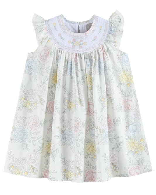 Bouquet Floral Smocked Bishop Dress - Lil Cactus