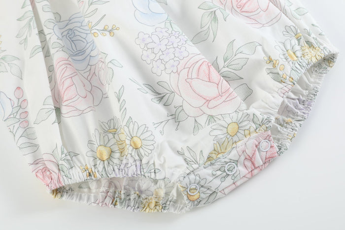 Bouquet Floral Smocked Flutter Romper - Lil Cactus