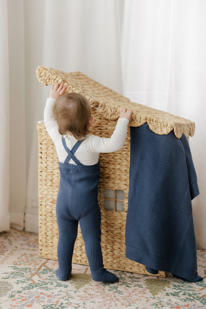 Boys Overalls – Blue – Floral Star Knit