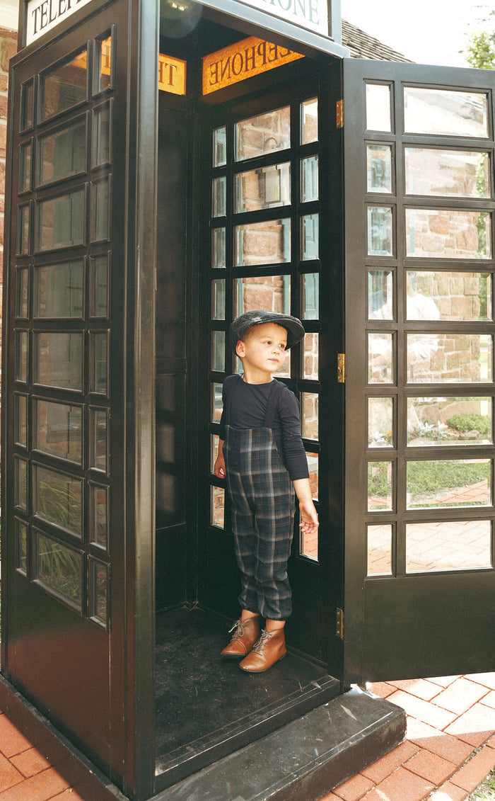 Boys Overalls – Blue – Plaid