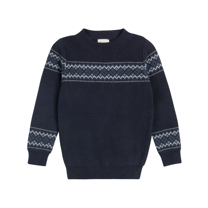 Boys Pullover Sweater – Blue – Fair Isle