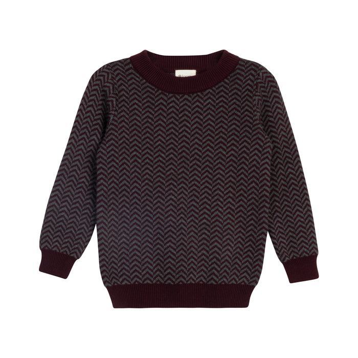 Boys Sweater – Burgundy – Herringbone