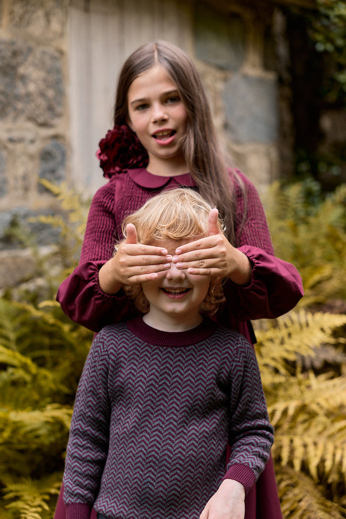 Boys Sweater – Burgundy – Herringbone