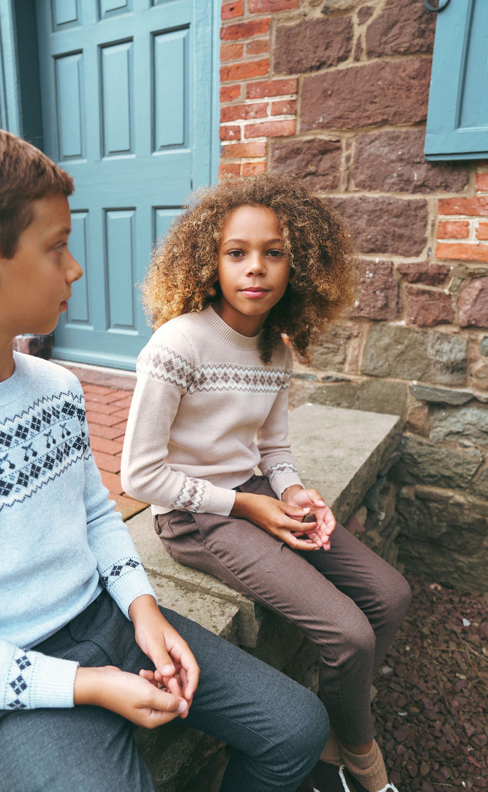 Boys/Girls Pullover– Taupe – Fair Isle