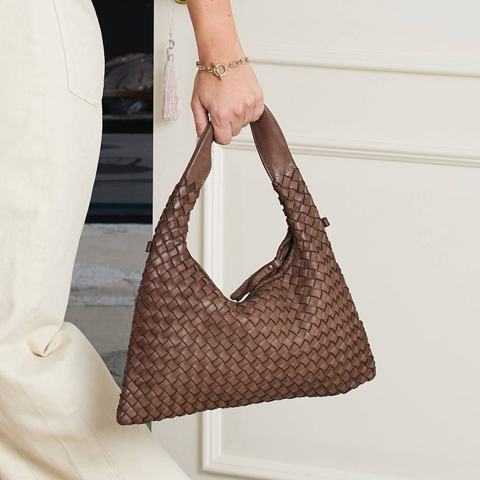 Bronte: Taupe Weave Leather Bags Sole Bliss Taupe Weave Leather
