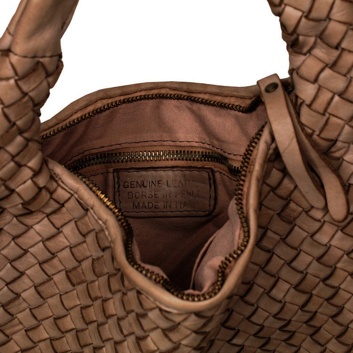 Bronte: Taupe Weave Leather Bags Sole Bliss Taupe Weave Leather
