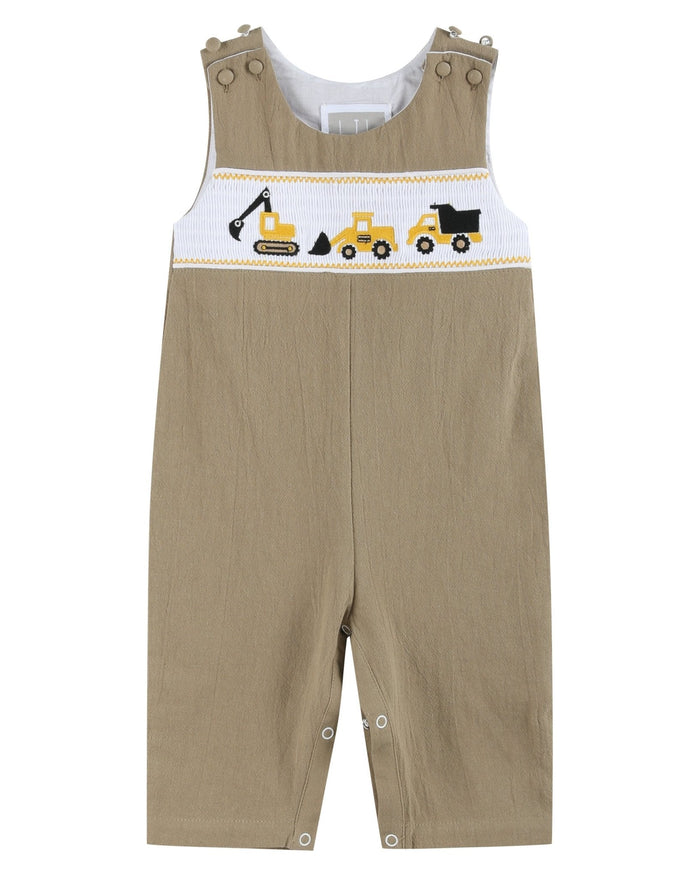 Brown Construction Smocked Overalls - Lil Cactus