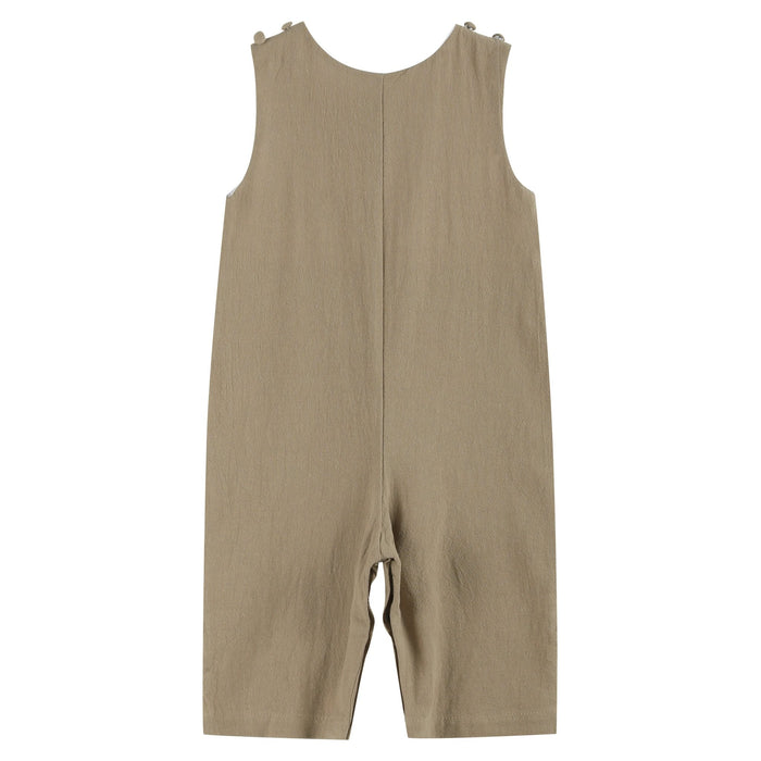 Brown Construction Smocked Overalls - Lil Cactus