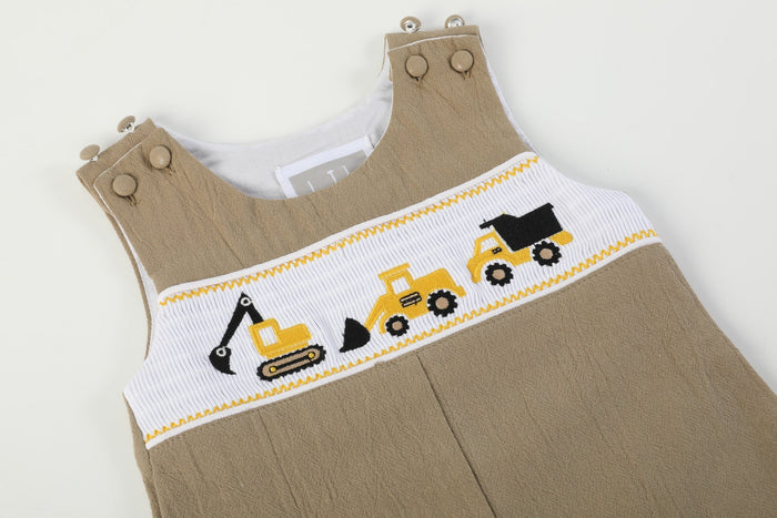 Brown Construction Smocked Overalls - Lil Cactus