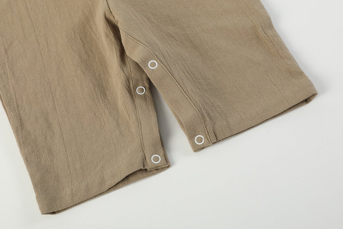 Brown Construction Smocked Overalls - Lil Cactus