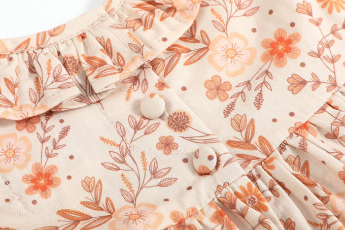 Brown Floral Smocked Dress and Bloomer Set - Lil Cactus