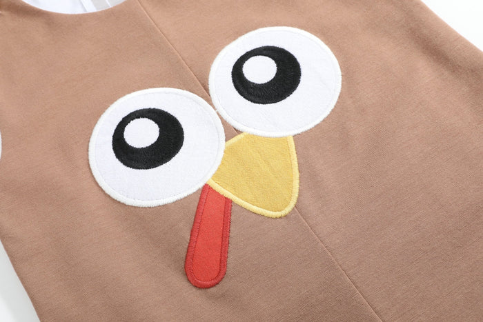 Brown Turkey Face Overalls - Lil Cactus