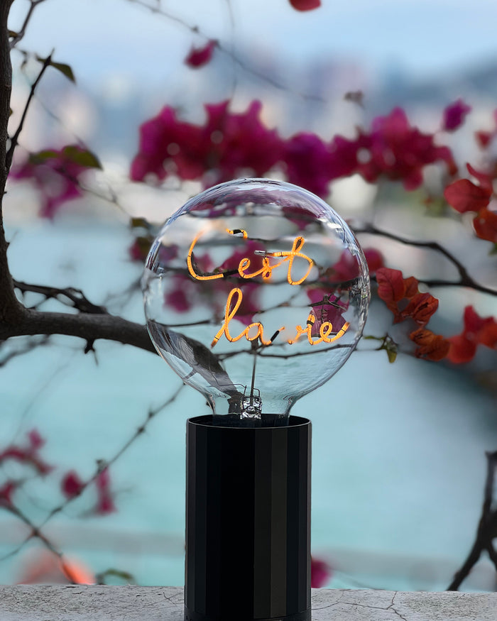 Bulb C'EST LA VIE Amber with Base Table Lamp PORTABLE Black