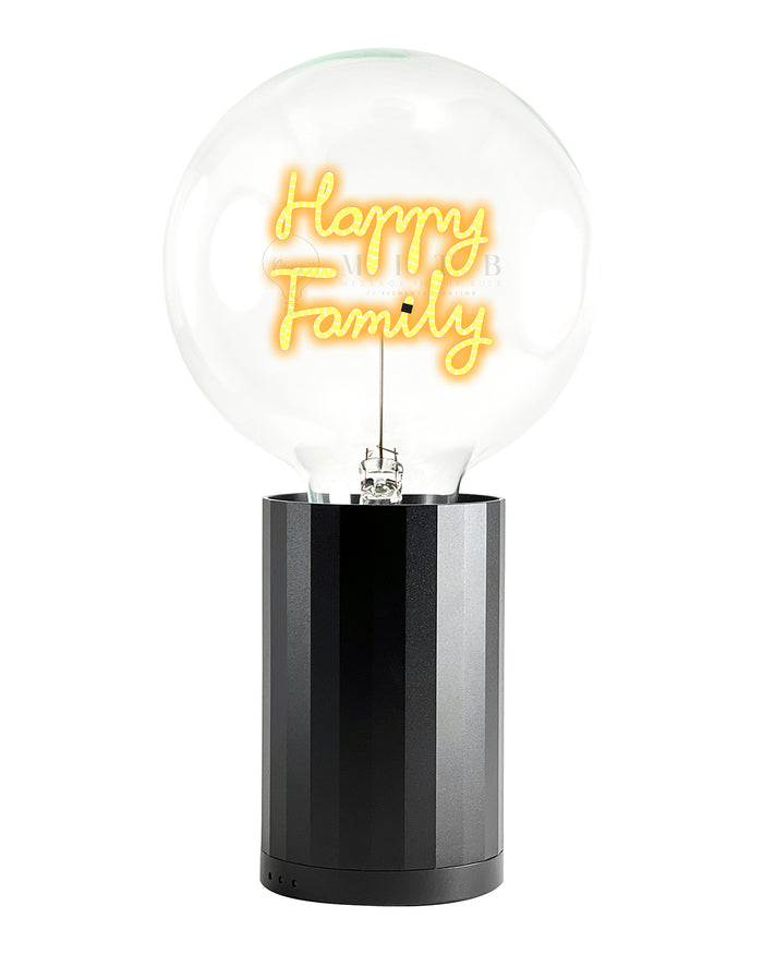 Bulb HAPPY FAMILY Amber with Base Table Lamp PORTABLE Black