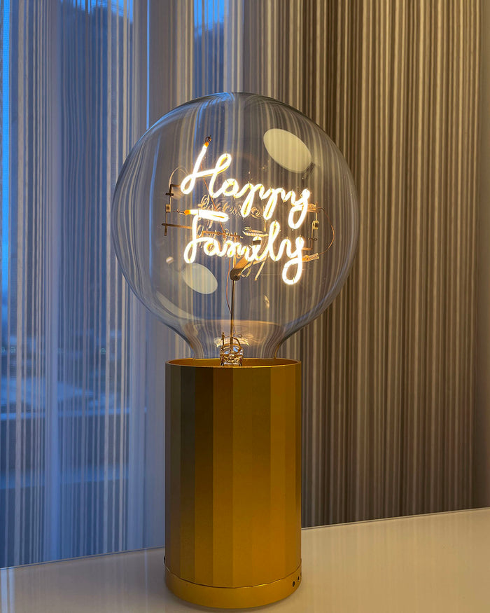 Bulb HAPPY FAMILY Amber with Base Table Lamp PORTABLE Black
