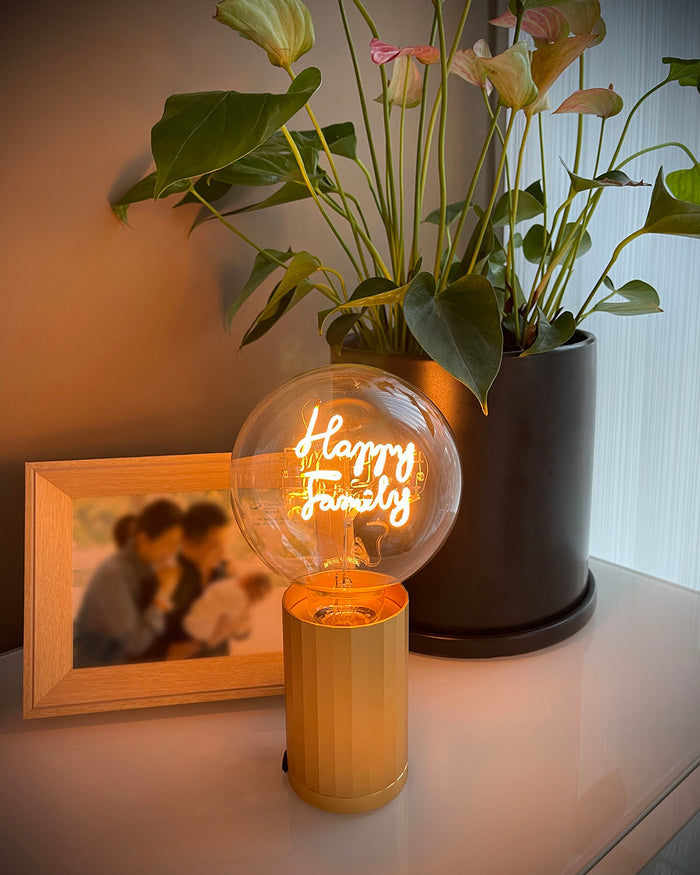 Bulb HAPPY FAMILY Amber with Base Table Lamp PORTABLE Black
