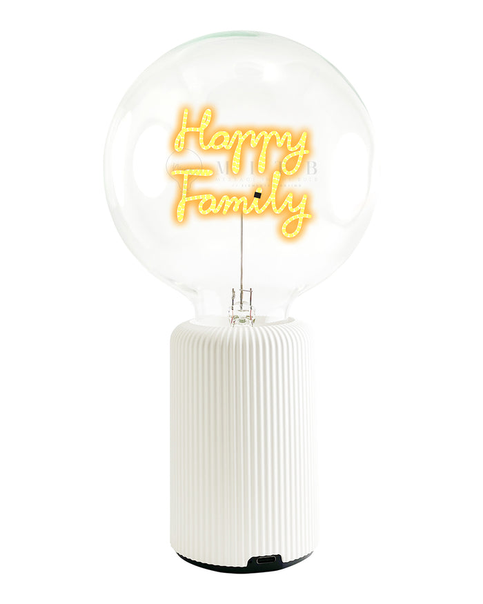 Bulb HAPPY FAMILY Amber with Base Table Lamp PORTABLE Pop Nomad White