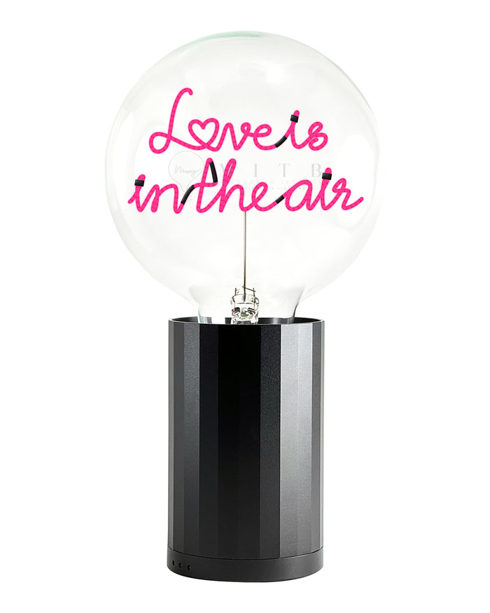 Bulb LOVE IS IN THE AIR Red with Base Table Lamp PORTABLE Black