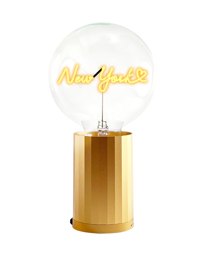 Bulb LOVE NEW YORK  Amber with Base Table Lamp PORTABLE Rose Gold