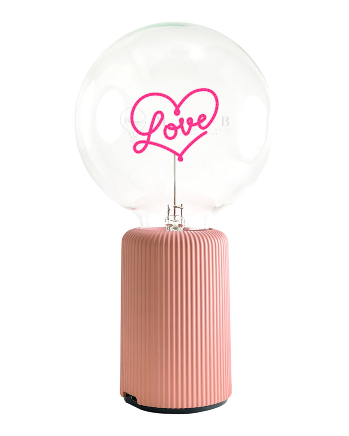 Bulb LOVE Red with Base Table Lamp PORTABLE Pop Nomad Pink