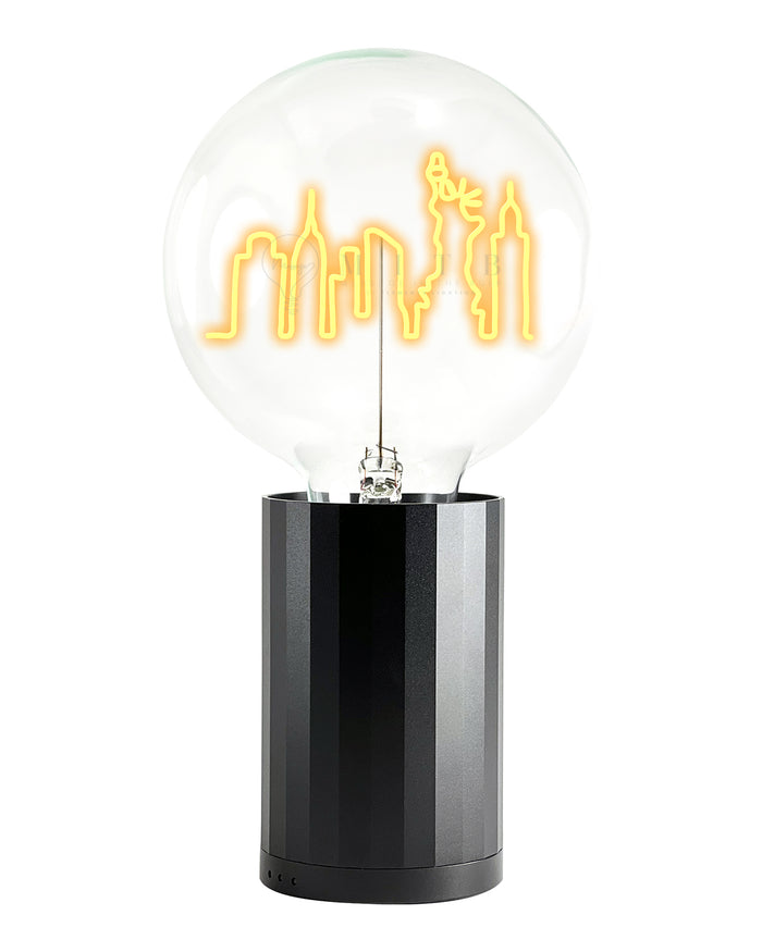Bulb NEW YORK  SKYLINE Amber with Base Table Lamp PORTABLE Black