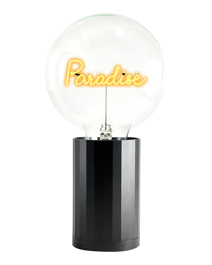 Bulb PARADISE Amber with Base Table Lamp PORTABLE Black