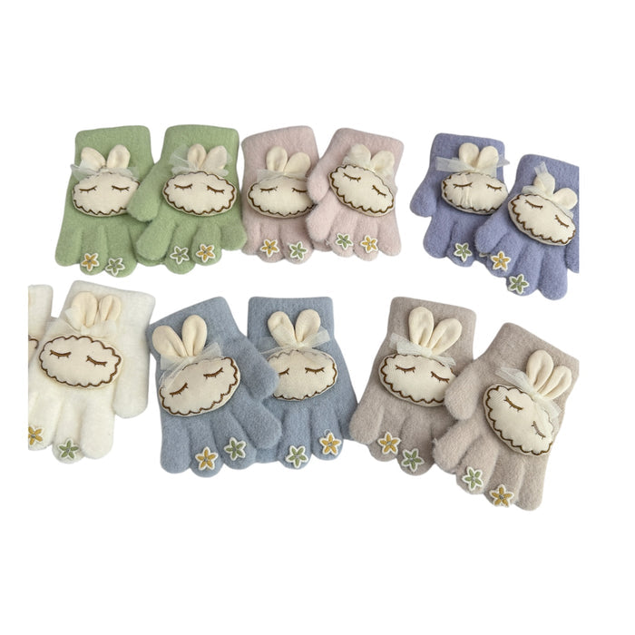 Bunny Kids Winter Gloves with Fleece Lining