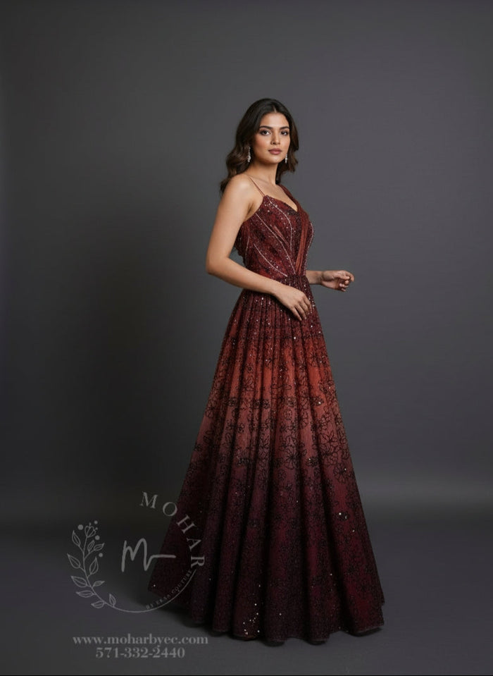 Burgundy Sequin Gown