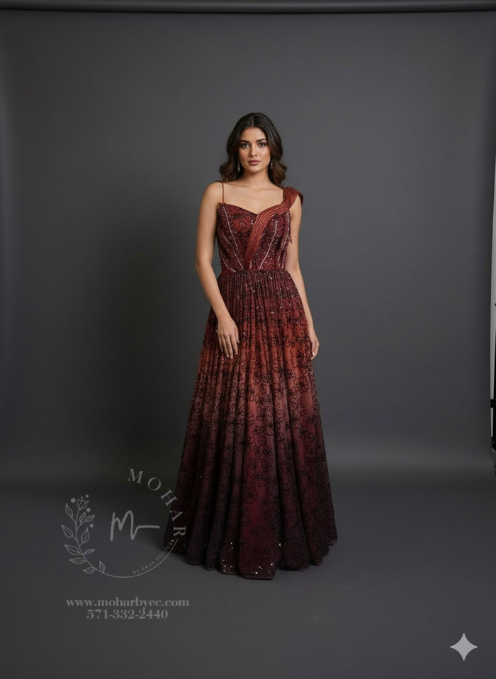 Burgundy Sequin Gown