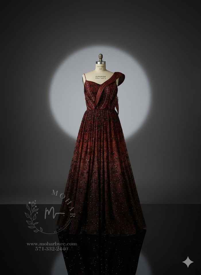Burgundy Sequin Gown