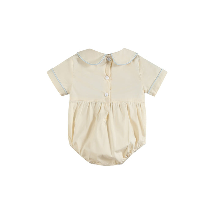 Buttercream Yellow Whale Smocked Collared Romper - Lil Cactus