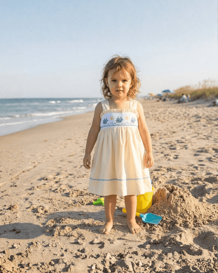 Buttercream Yellow Whale Smocked Dress - Lil Cactus