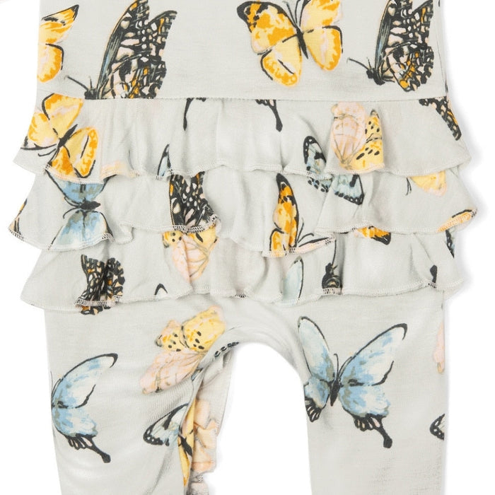 Butterfly Bamboo Ruffle Zipper Footed Romper - Babies in Bloom