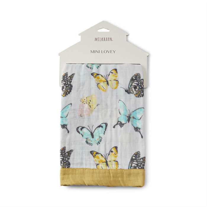 Butterfly Mini Lovey Two-Layer Muslin Security Blanket - Babies in Bloom