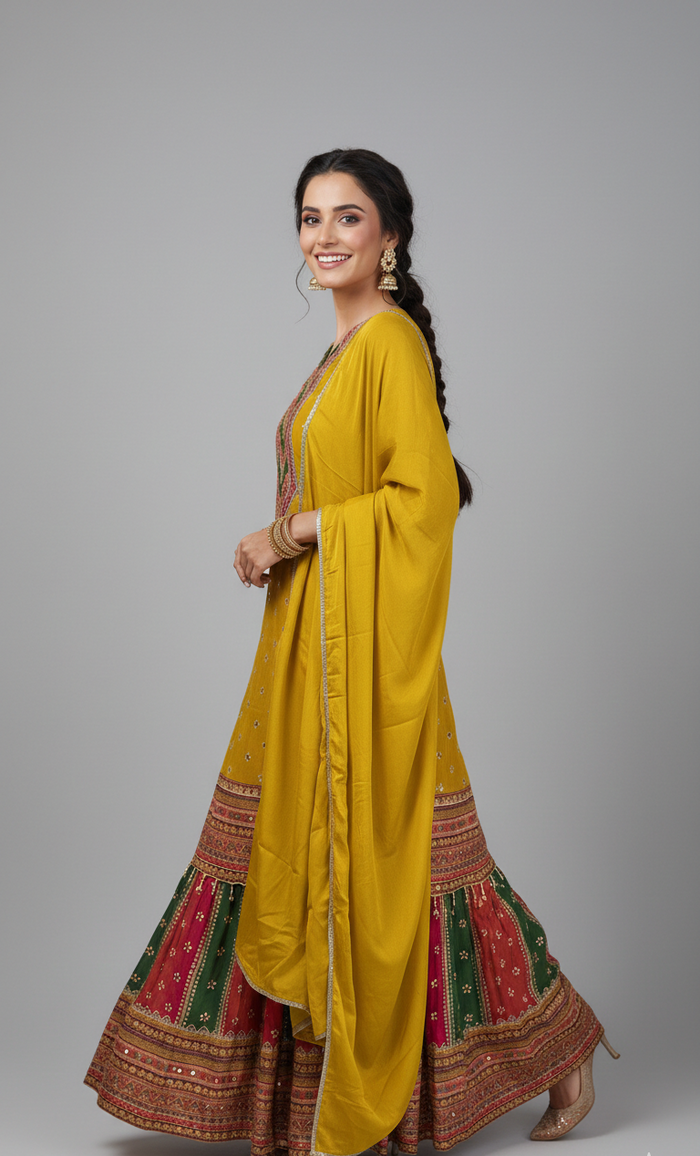 Canary Yellow Haldi Sharara Set