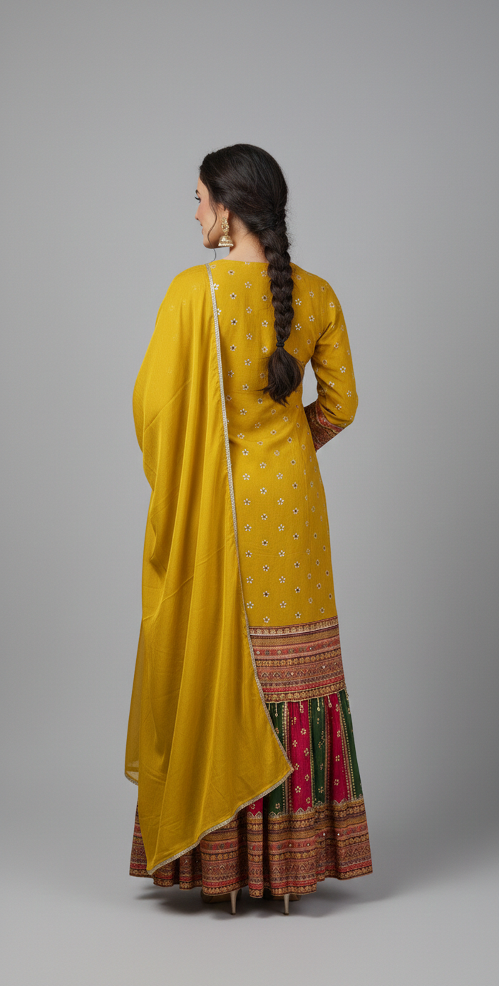 Canary Yellow Haldi Sharara Set