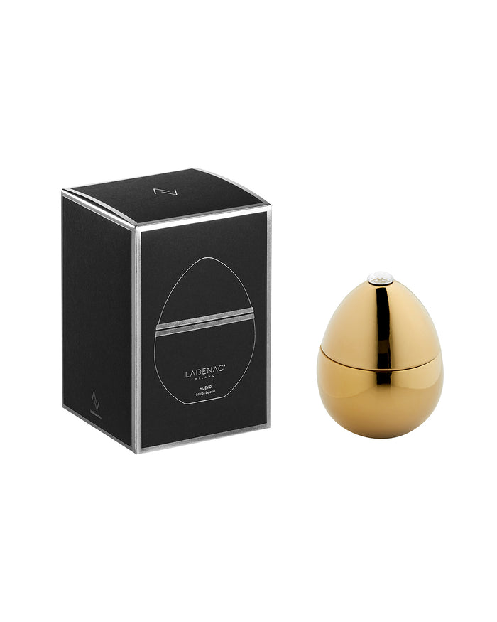 Candle in Ceramic Egg BOIS DE ROUSSIE GOLD 200gr 5.12 diam. x 6.5 in