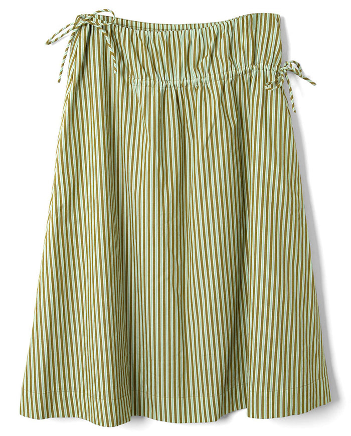 Caspia Volume Midi Skirt - Basil Stripe