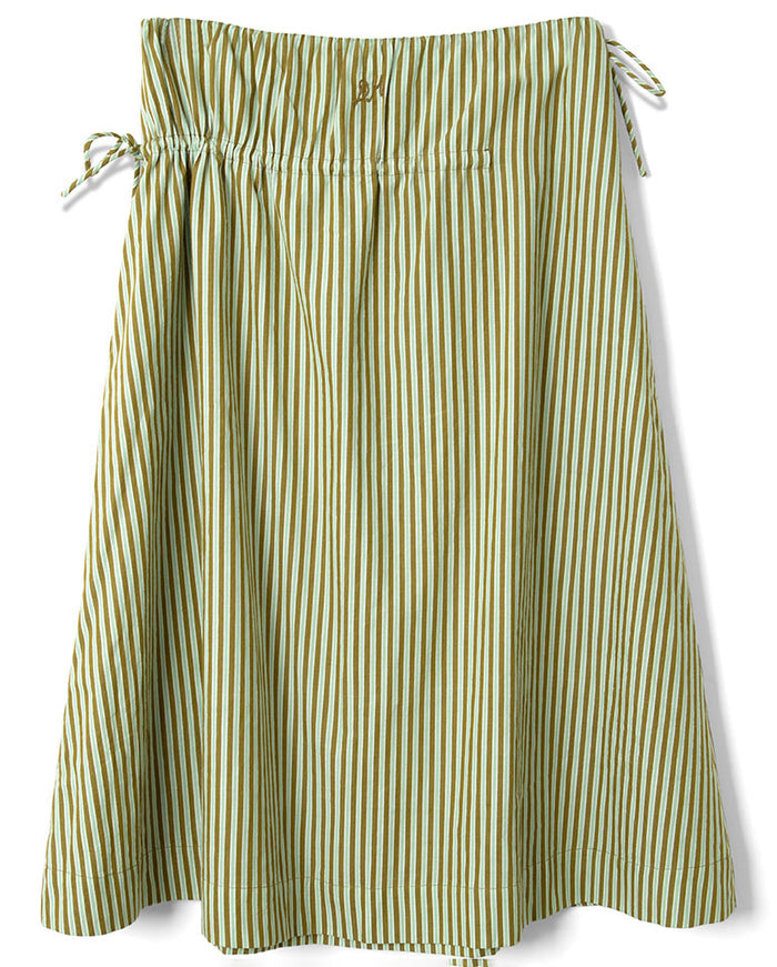 Caspia Volume Midi Skirt - Basil Stripe