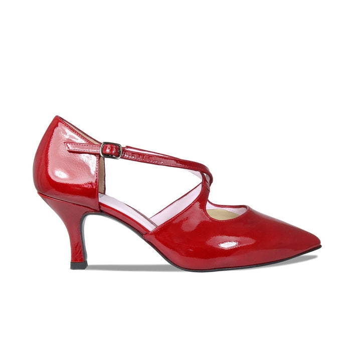 Cecilia: Deep Red Patent Leather Shoes Sole Bliss