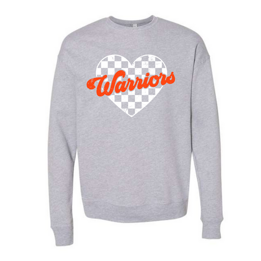Checkered Heart Bella + Canvas Gray Sweatshirt