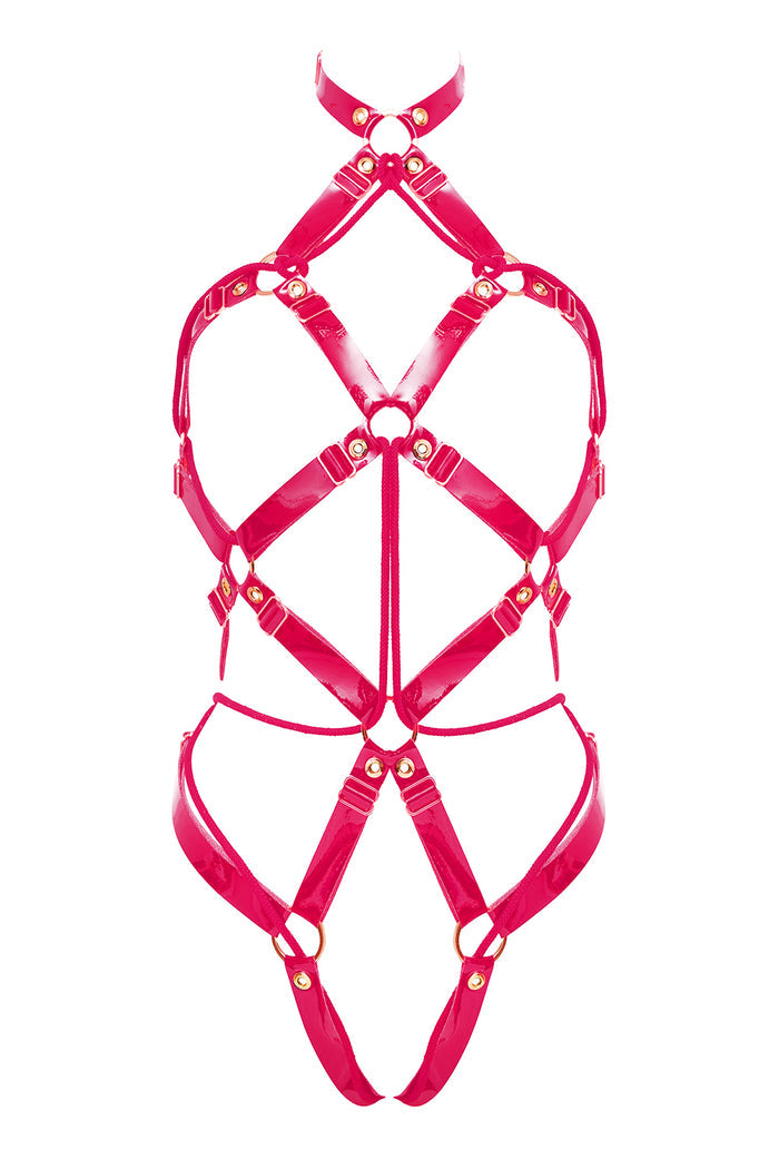 Chessly Shibari Fuchsia open bodysuit by Secret Room