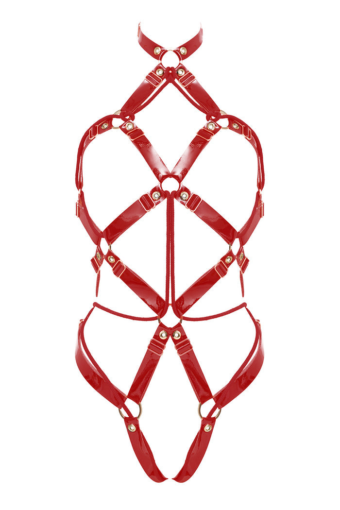 Chessly Shibari Red open bodysuit by Secret Room