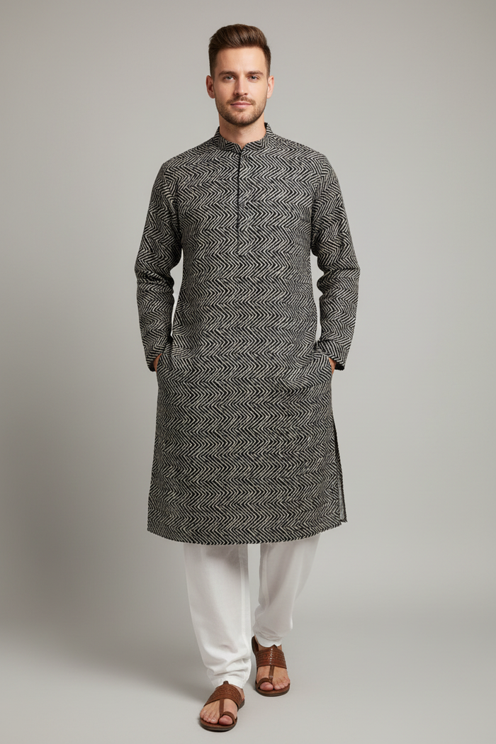 Chevron Print Kurta Set
