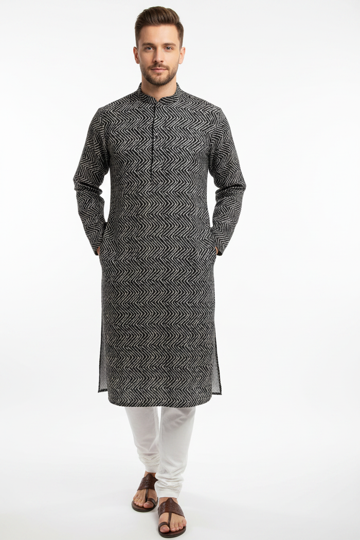 Chevron Print Kurta Set
