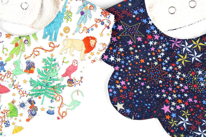 Christmas Liberty London Baby Bib Set: Floral Print, Organic Cotton