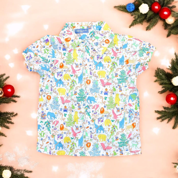 CHRISTMAS Liberty London Boy Shirt: Button Up, Short Sleeves