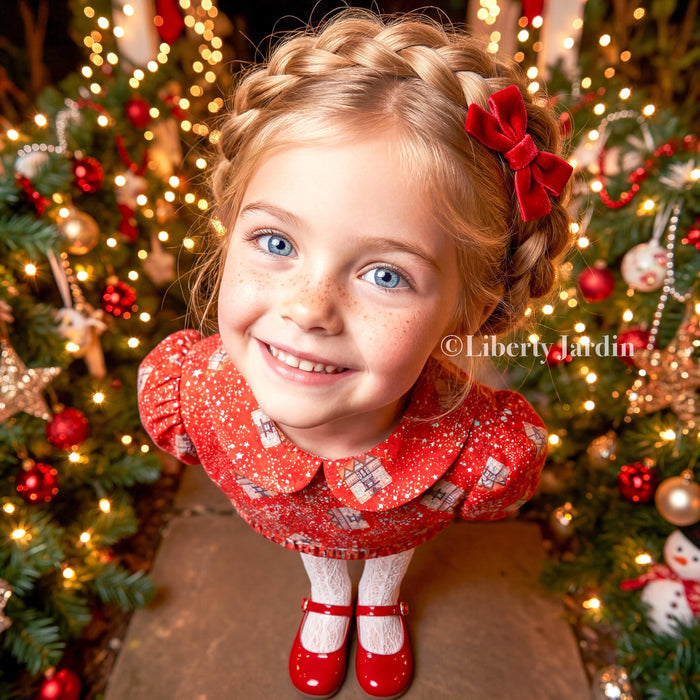 CHRISTMAS Liberty London Dress, Handmade Children-wear, Sustainable Clothing, Customised Personalised Outfits, Peter-Pan Collared Gown