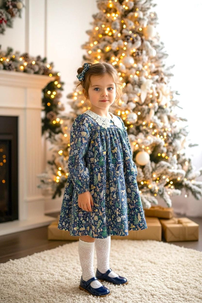 CHRISTMAS Liberty London Dress: Peter Pan Collar, Long Puffy Sleeve